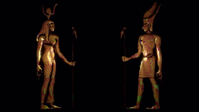 Psychedelic Egyptian Hieroglyphs Ancient Culture colorful Pyramids Symbols 3D Eye of Horus Pharaoh Wallpaintings trippy ankh 4k vj loop backdrop golden texture
