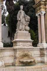 The Fountain San Diego (Fuente Glorieta de San Diego) is located in one of the entrances to the Maria Luisa park in Seville, nearby Spain Plaza. Seville, Andalusia, Spain.