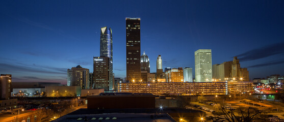 A seen of Oklahoma city skyline.