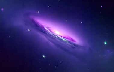 Galaxie with stars in deep Space - Sun - Astrophotograph - Deep Field - Astronomy - Cosmology - Astrophysics - Milky Way Galaxy - Universe - Cosmos - Science Fiction