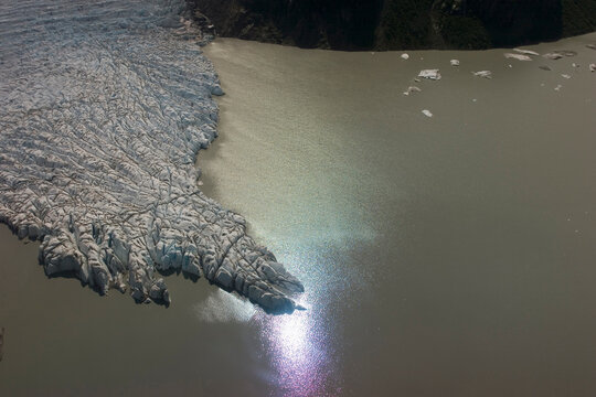 A silty glacier-dammed lake of the Brady Glacier, Glacier Bay National Park, Alaska.