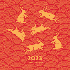 Chinese new year rabbit ornament vector illustration