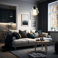 living room interior, Gerenative, IA