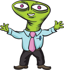 alien businessman in mexican landscape - PNG image with transparent background