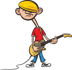 cartoon sad rock guitarist - PNG image with transparent background
