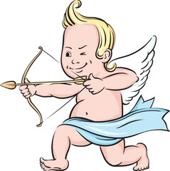 Obraz premium cartoon valentine cupid character shooting - PNG image with transparent background
