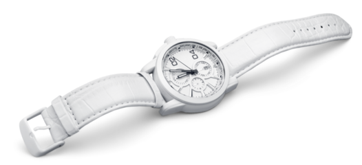 Closeup classic woman wristwatch on white background