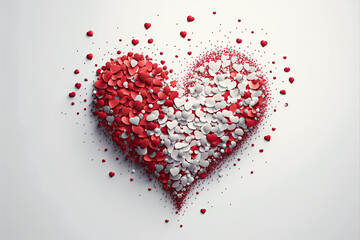 heart made of red hearts on white