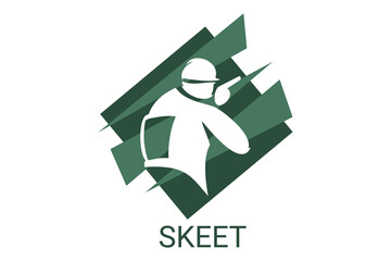 skeet sport vector line icon. an athlete posing for a shot. sport pictogram, vector illustration.