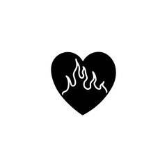 vector illustration of a heart with fire