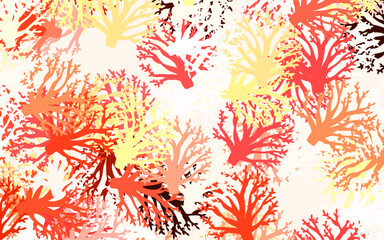 Dark Orange vector natural artwork with branches, leaves.