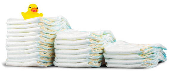 Stack classic of diapers. child's underpants - obrazy, fototapety, plakaty