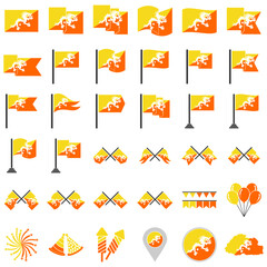 Bhutan independence day icon set vector sign symbol
