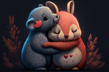 Valentines Hug & Care, Love animals, AI