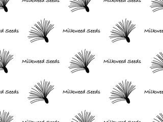 Milkweed seeds cartoon character seamless pattern on white background