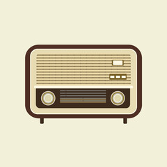 antique vintage radio flat design vector illustration. analogue retro radio, classic style