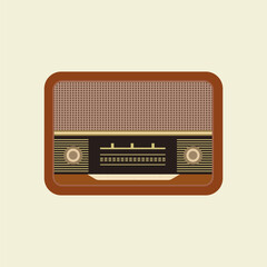 antique vintage radio flat design vector illustration. analogue retro radio, classic style