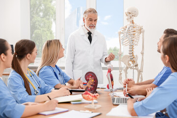 Doctor giving lecture for interns in university