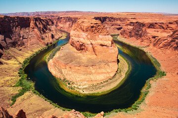 Horseshoe Bend and Colorado river on Arizona. Canyon on the border of Nevada and Arizona. Desert...