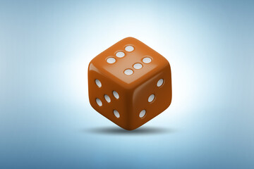 Uncertainty concept with dice standing on its edge - 3d rendering