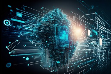 Obraz premium Technology and Data Science: A Conceptual Exploration of Digital Texture and Motion - From Fractals to Circuit Patterns, Discover the Intersection of Technology, Computer Science, and Mathematics in t