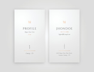 Feminin Luxury, Verical Editable Business Card Template, Gold and Black In white Background