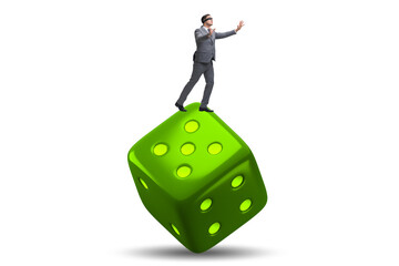 Businessman in uncertainty concept with dice