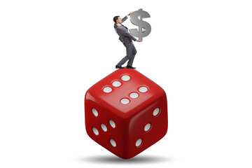 Businessman in uncertainty concept with dice