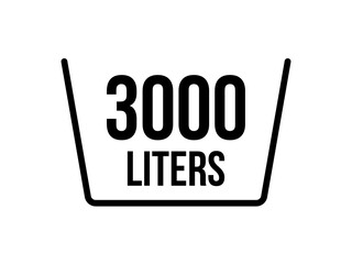 3000 liters icon. Liquid measure vector in liters isolated on white background