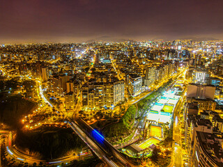 Fototapeta na wymiar Costa Verde of Peru:Miraflores of Lima by night aerial