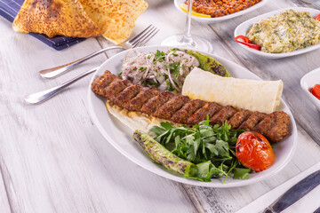 traditional turkish kebap with vegatables adana kebab urfa kebab