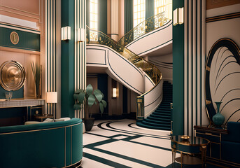 art deco luxury hotel room