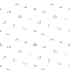 Seamless pattern with mountain icon on white background. Included the icons as hiking, climbing, climb, Nature, Scenery, landscape, scenery and design elements And Other Elements.