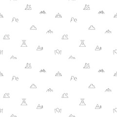 Seamless pattern with mountain icon on white background. Included the icons as hiking, climbing, climb, Nature, Scenery, landscape, scenery and design elements And Other Elements.