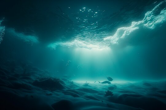 Artistic Underwater photo of waves. From a scuba dive in the canary island in the Atlantic Ocean. underwater sea deep, sea deep blue sea