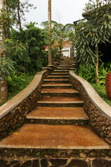 stairs in an outdoor garden.