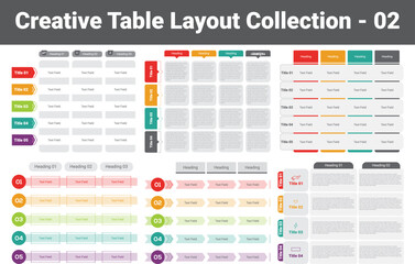 Creative PowerPoint Table Layout, 6 Different Table Format, PowerPoint Table, Creative Table Layout, PowerPoint Creative Table Ideas