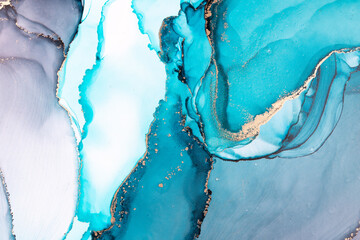 Marble ink abstract art from meticulous original painting abstract background . Painting was painted on high quality paper texture to create smooth marble background pattern of ombre alcohol ink . © InfiniteFlow