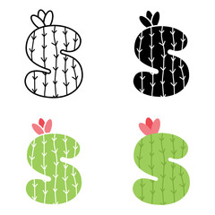 Alphabet S in flat style isolated