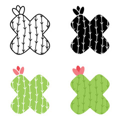 Alphabet X in flat style isolated