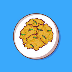 Indonesian food bakwan with chili detail vector