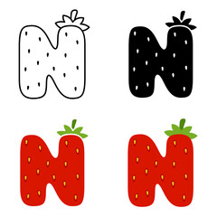 Alphabet N in flat style isolated