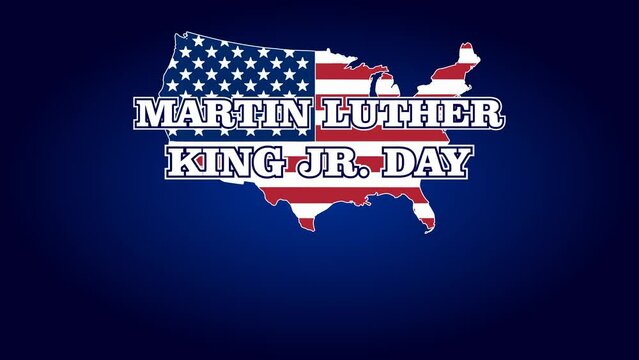 Animated Martin Luther King Day, MLK Day motion graphic flag on blue background