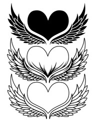 vector set of angel wings tribal tattoo	