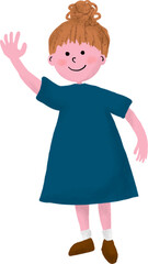 手を振っている女の子のイラスト