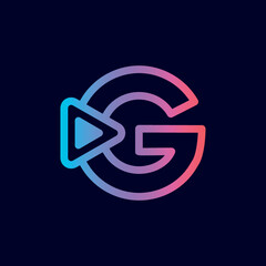 music logo design play brand letter G