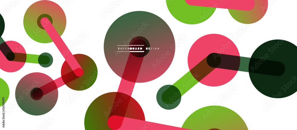 Poster line points connections geometric abstract background. circles connected by lines. trendy techno bus