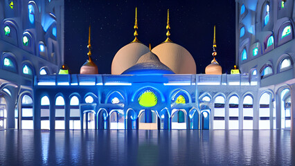 islamic night futuristic mosque, space, nebulae, stars generative ai