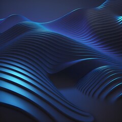 3d rendering, abstract modern minimal wallpaper,  wavy lines glowing over the blue background.