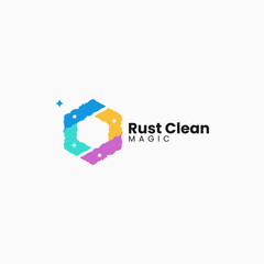Vector Logo Illustration Rust Clean Gradient Colorful Style.